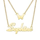 Q&Locket Name Necklace Personalized with Butterfly