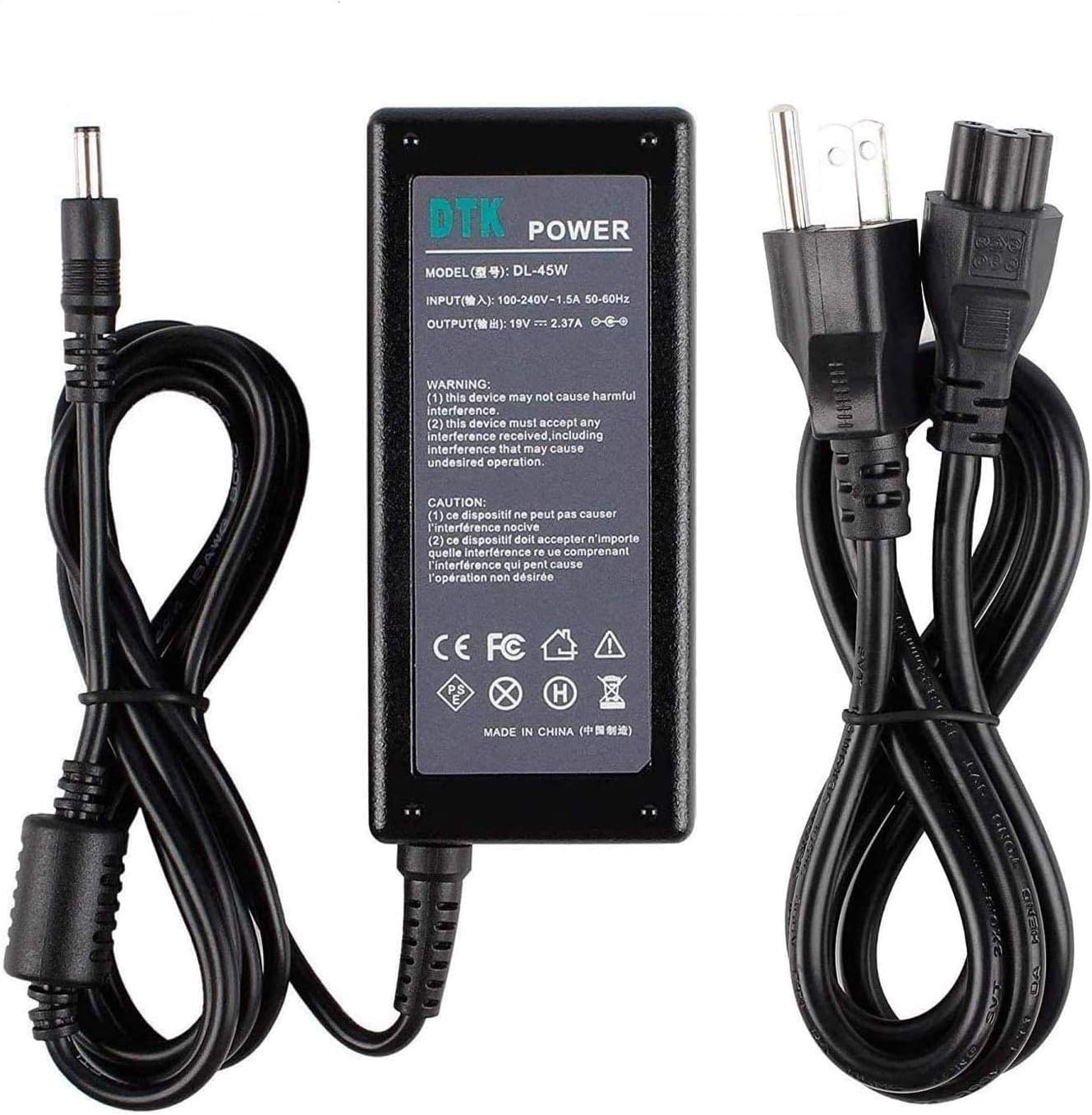 Dtk 19V 2.37A 45W for ASUS Ac Adapter Laptop Computer Charger Notebook PC Power Cord Supply Source Plug Compatible 19V 1.75A 33W Connector: 4.0 x 1.35mm