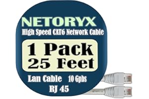 NETORYX 1 Pack Cat 6 Ethernet Cable 25 feet- Computer LAN Network Cord - Made in Québec, Made by high Standard Components for