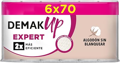 Expert Round Make-up-Entferner-Pads, 6 x 70 Stück, ungebleicht, Wabenstruktur, Beutel mit 420 Stück