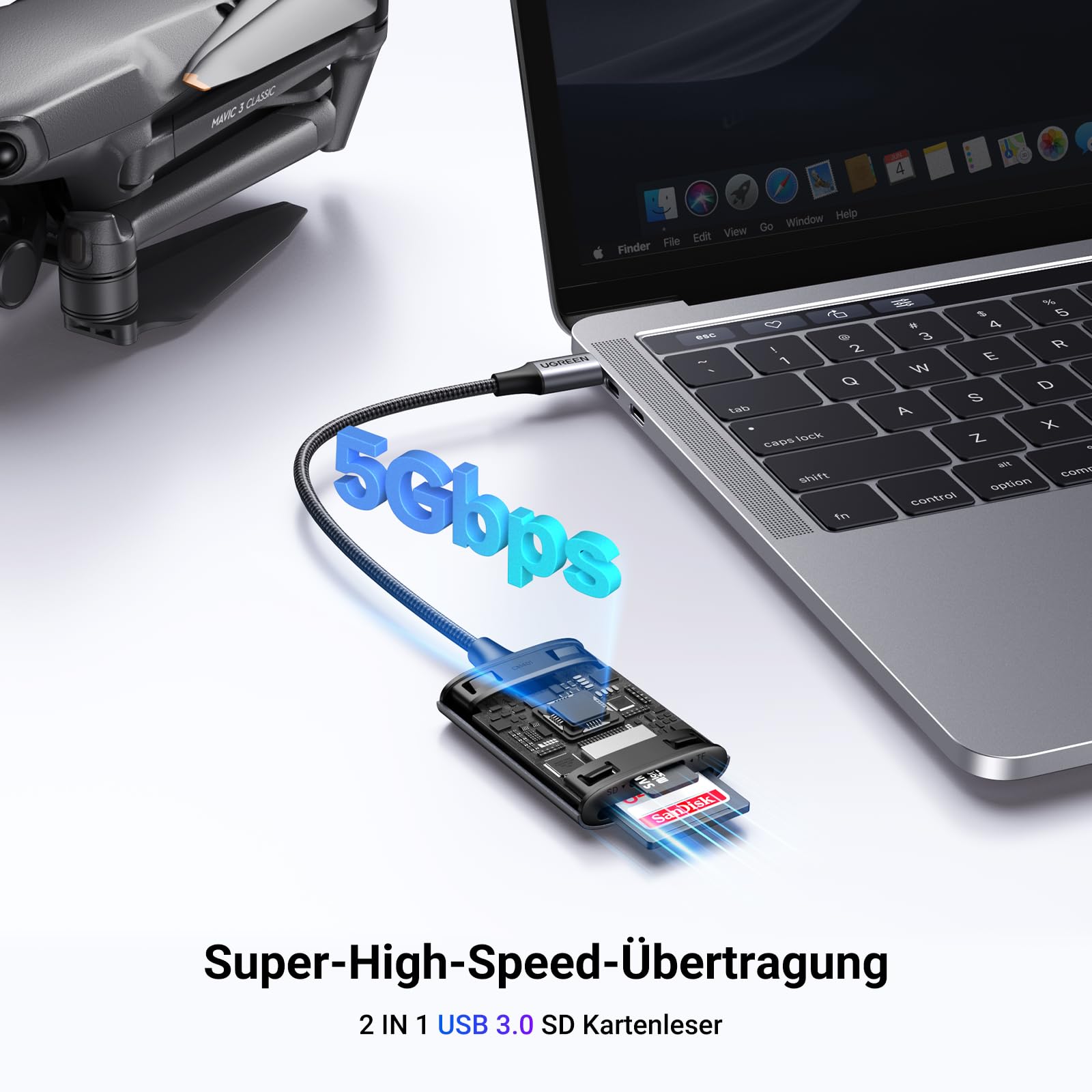 UGREEN USB C 170MB/S Kartenleser SD Micro SD Card Reader Kartenlesegerät USB C Card Reader kompatibel mit iPhone 17 Serien, Galaxy S25 Serie, iPad Pro/iPad Air, MacBook Pro/MacBook Air usw (SD 3.0) 2