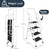 Home Vida 4 Step Ladder with Safety Handrail Anti Slip Folding Steel view 2