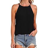 ZENUTA Womens Tank Tops, High Neck Tank Top for Women, Halter Tops for Women, Loose Fit Basic Tee Summer Sleeveless Tops