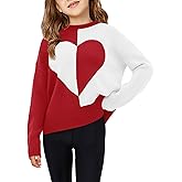 Haloumoning Girls Heart Sweater Kids Cute Color Block Knit Sweaters 7-14 Years