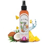 Jax N Daisy Dog Deodorizing Spray | Delightful Tropical Pawadise Coconut Pineapple Body Spray | Long-Lasting Dog Perfume for Skin &amp; Coat | Eliminates Odor from Smelly Dogs | 8 Oz