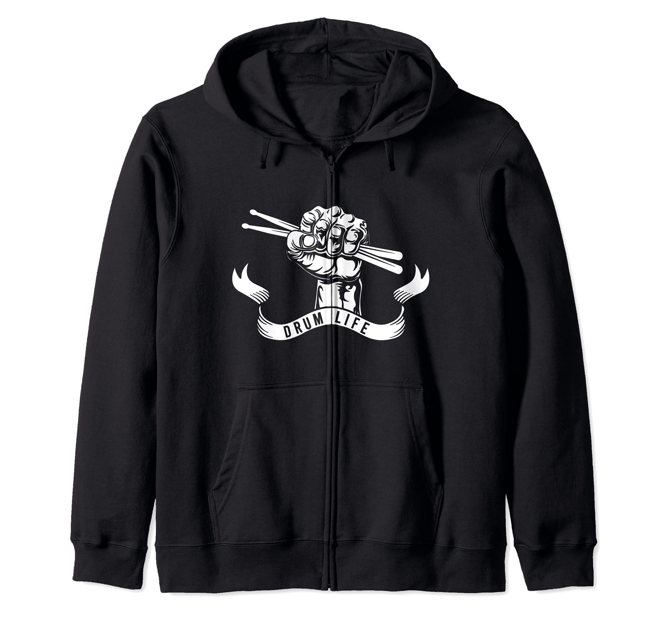 Drum Life Drums Band Musical Drumsticks Drumming Zip Hoodie