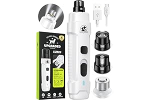 LOPSIC Dog Nail Grinder Upgraded Dog Nail Trimmers Clipper with 2 LED Light, 2 Speed Rechargeable Electric Pet Nail Grinder Quiet Low Noise for Small Medium Large Dogs and Cats