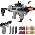 Spcozgil Soft Bullet Two Modes Toy Gun Shell Ejecting with 80 Soft Bullets 40 Shells, Realistic Gray Toy Guns for Boys, Shooting Play Gun for Kids Adults, Boy Gifts for Age 8+