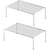 Redrubbit 2 Pack Medium (13 x 9. 4 Inch) Cabinet Storage Shelf Rack, Rustproof Kitchen Counter and Cabinet Shelf, Storage Rack Organizer for Kitchen, Fridge, Cabinet, Bathroom, Chrome