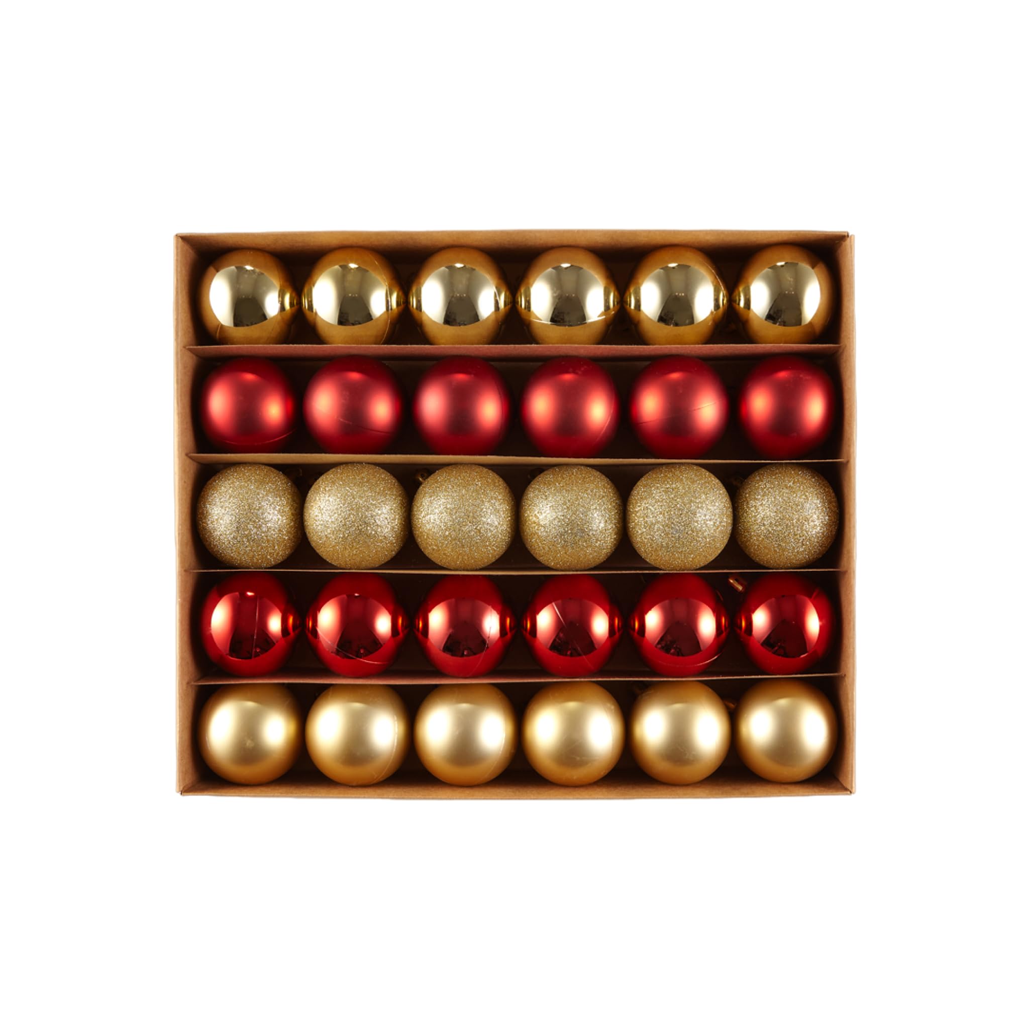 HEITMANN DECO Set of 30 Christmas Tree Baubles Assortment Christmas Decorations Red Gold for Hanging Plastic Bauble Assortment 4.5 cm