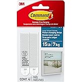 Command 15 Lb White Bath Picture Hanging Strips, 4 Pairs, | Picture Hanging Strips For Damage free Decorating, Hang Frames, Calendars, Signs, And Dorm Decor