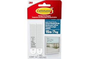 Command Bath Large Picture Hanging Strips, White, 4-Water Resistant Strips, Organize Damage-Free