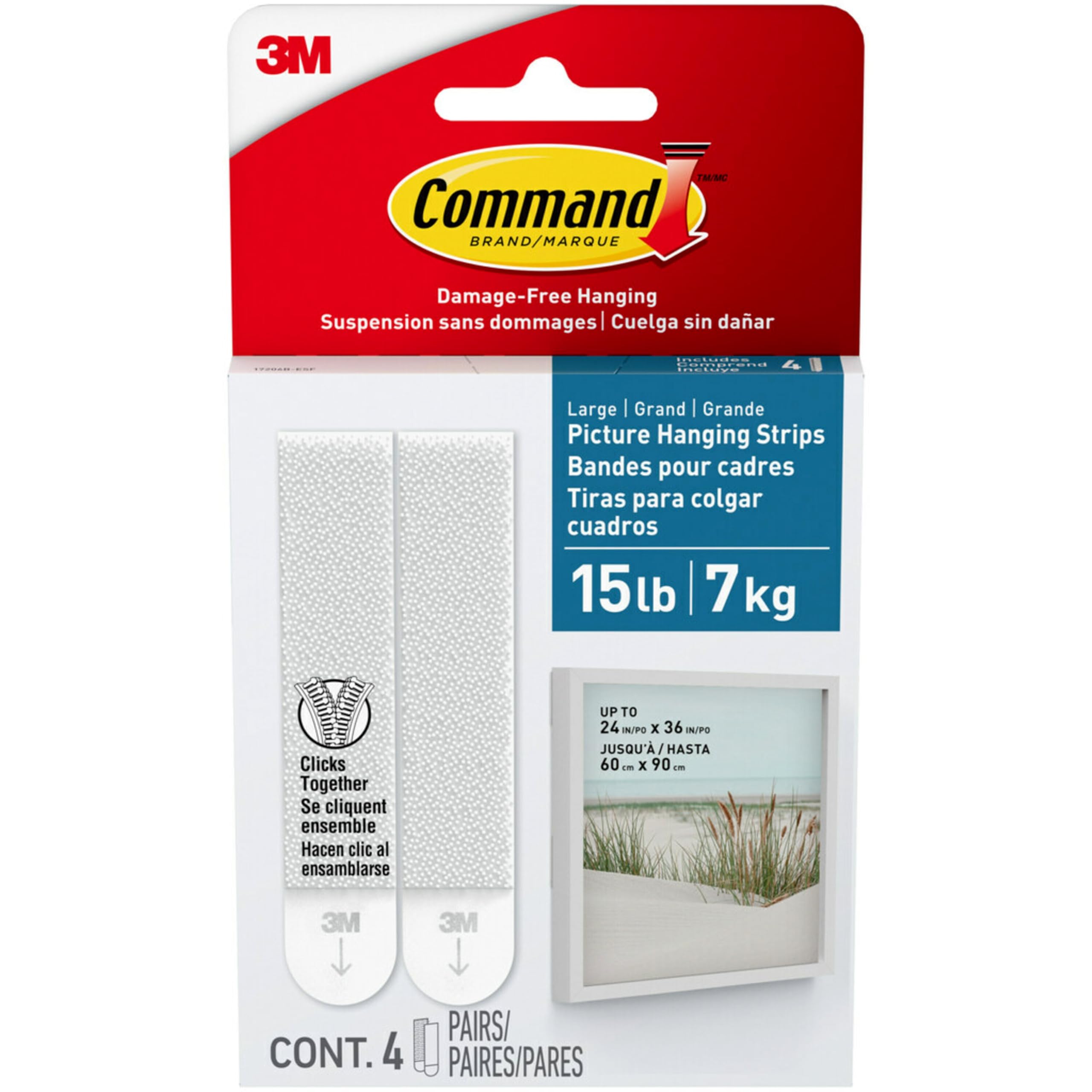Command Picture Hanging, Large, White,2X 4-Water Resistant Strips (17206B-ES)