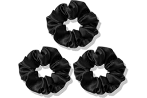 OLESILK 100% Mulberry Silk-Scrunchies for Hair Sleep, Women Grils Silk Hair Ties for Frizz & Breakage Curly Hair, No Damage, Elastics Ponytail Holder, 3 Pack