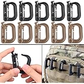 XTACER Tactical Multipurpose Small D-Ring Locking Hanging Hook Tactical Link Snap Keychain Button Release for Molle Webbing (Set of 10)