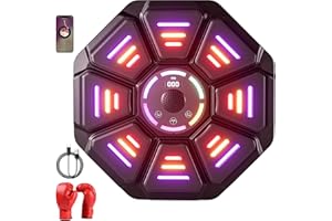 Yaruing 2025 Music Boxing Machine with Boxing Gloves,Music Punching Machine with LED Lights & Bluetooth, 8 Targets with 10 Modes & 9 Speeds, Punch Count Tracker, Wall Mounted Fit for Adults & Kids