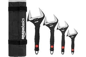 �鶹��Basics 4-Piece Plumbing Adjustable Wrench with Soft Grip, Wide Mouth, Includes: 6-Inch (150mm), 8-Inch (200mm), 10-Inch