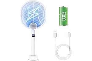 TRURID Fly Swatter and Bug Zapper 2-in-1 - Rechargeable Mosquito Zapper with Kill Counter, High-Voltage Fly Killer and UV Light Mosquito Trap for Indoor and Outdoor Pest Control