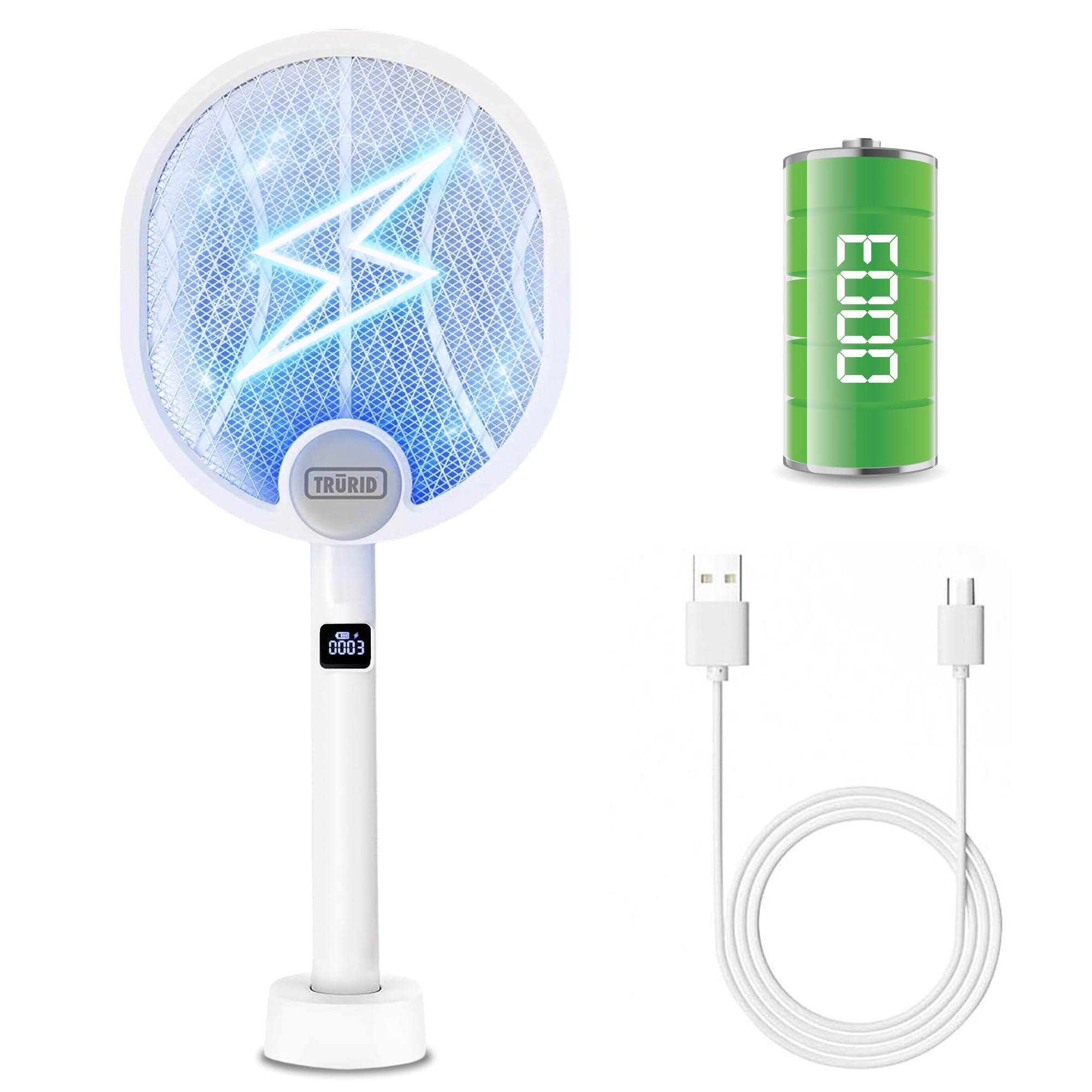 Photo 1 of Fly Swatter and Bug Zapper 2-in-1 - Rechargeable Mosquito Zapper with Kill Counter, High-Voltage Fly Killer and UV Light Mosquito Trap for Indoor and Outdoor Pest Control