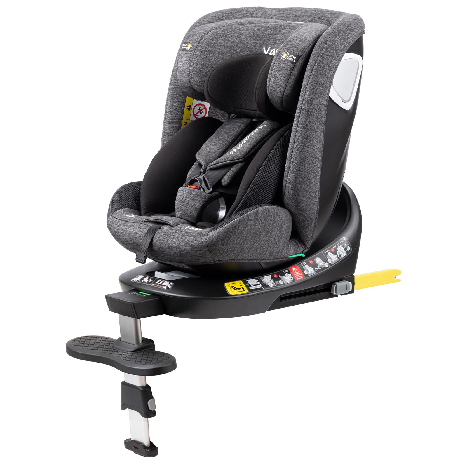 Vasacava チャイルドシート 新生児 isofix 回転式 360° リクライニング シートベルト固定式 サポートレッグ付 ジュニアシート ECE R129適合 新生児から12歳まで ロングユース ベビーシート 三年保証商品画像
