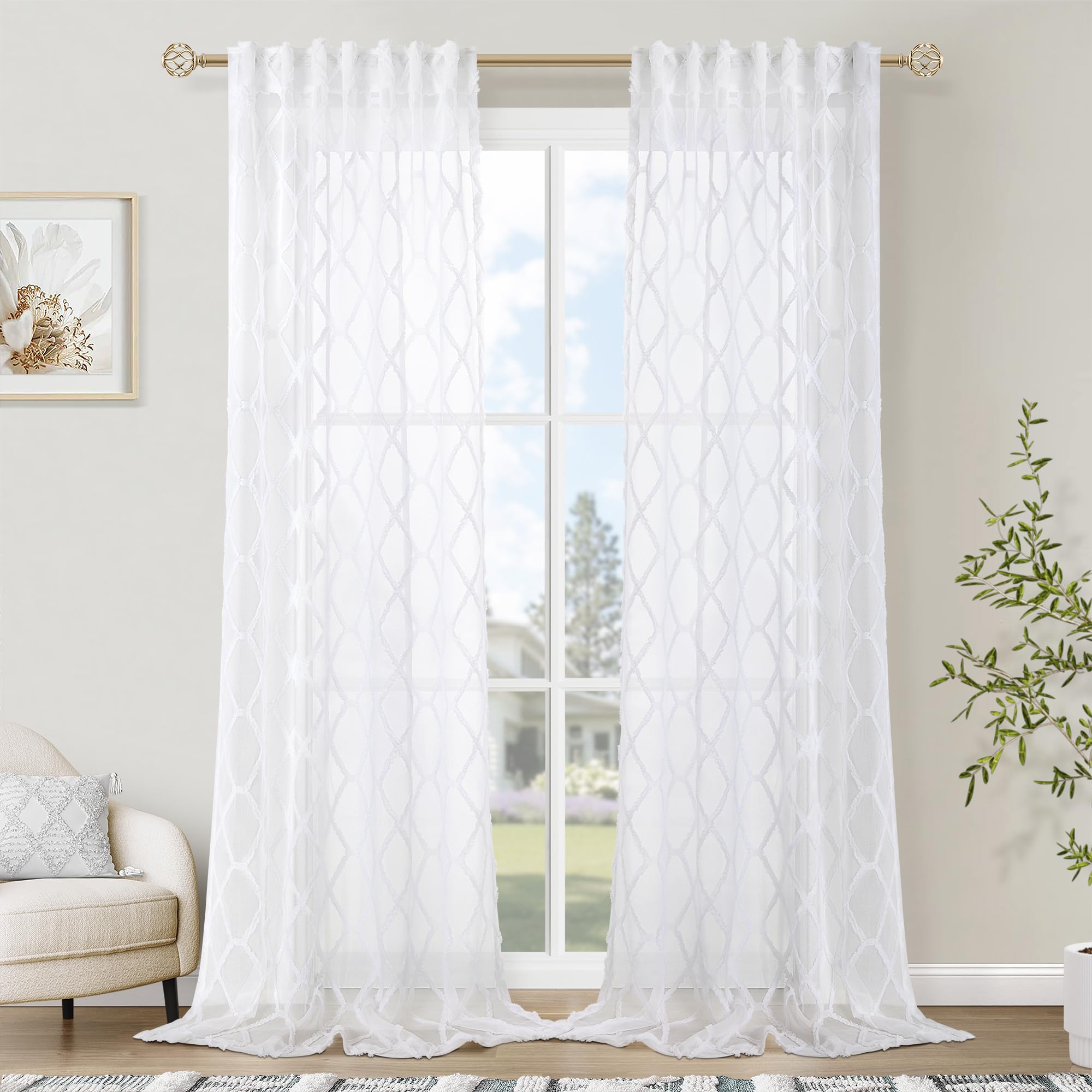 white curtains with white sheers