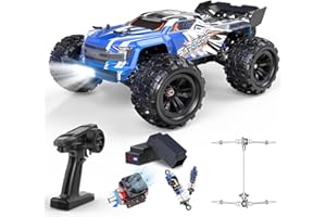 DEERC Fast Brushless RC Car for Adults, Max 70KM/H with 3S(not Included), 1:16 4x4 High Speed RC Truck with 2 Lipo Batteries,All Terrains RC Monster Truck, Off Road Electric Vehicle Gift