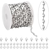 KYUNHOO 4 Meters Silver Chains for Jewelry Making Crescent Moon Shape Stainless Steel Chains Bulk with Jewelry Connectors for Women Men Make Crafts