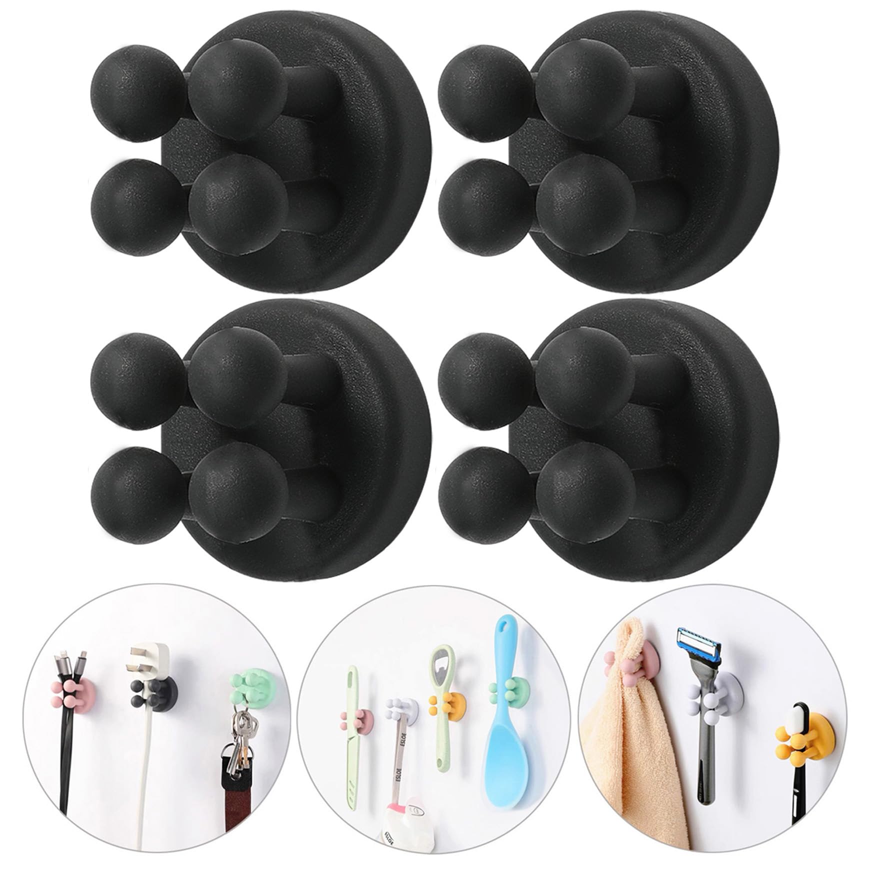 Photo 1 of Razor Holder Shaver Hook Hanger Stand - 4Pcs Silicone Toothbrush Holders for Shower Wall Mounted Self Adhesive Cute Utility Bathroom Kitchen Organizer Storage Hook for Hanging Loofah Towel Tooth Brush