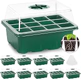 MIXC Seed Trays 10 Pack 120 Cells with Lids Reusable Germination Kit PET Plastic view 1
