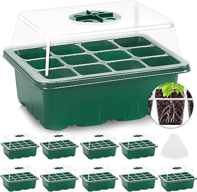 MIXC Seed Trays 10 Pack 120 Cells with Lids Reusable Germination Kit PET Plastic