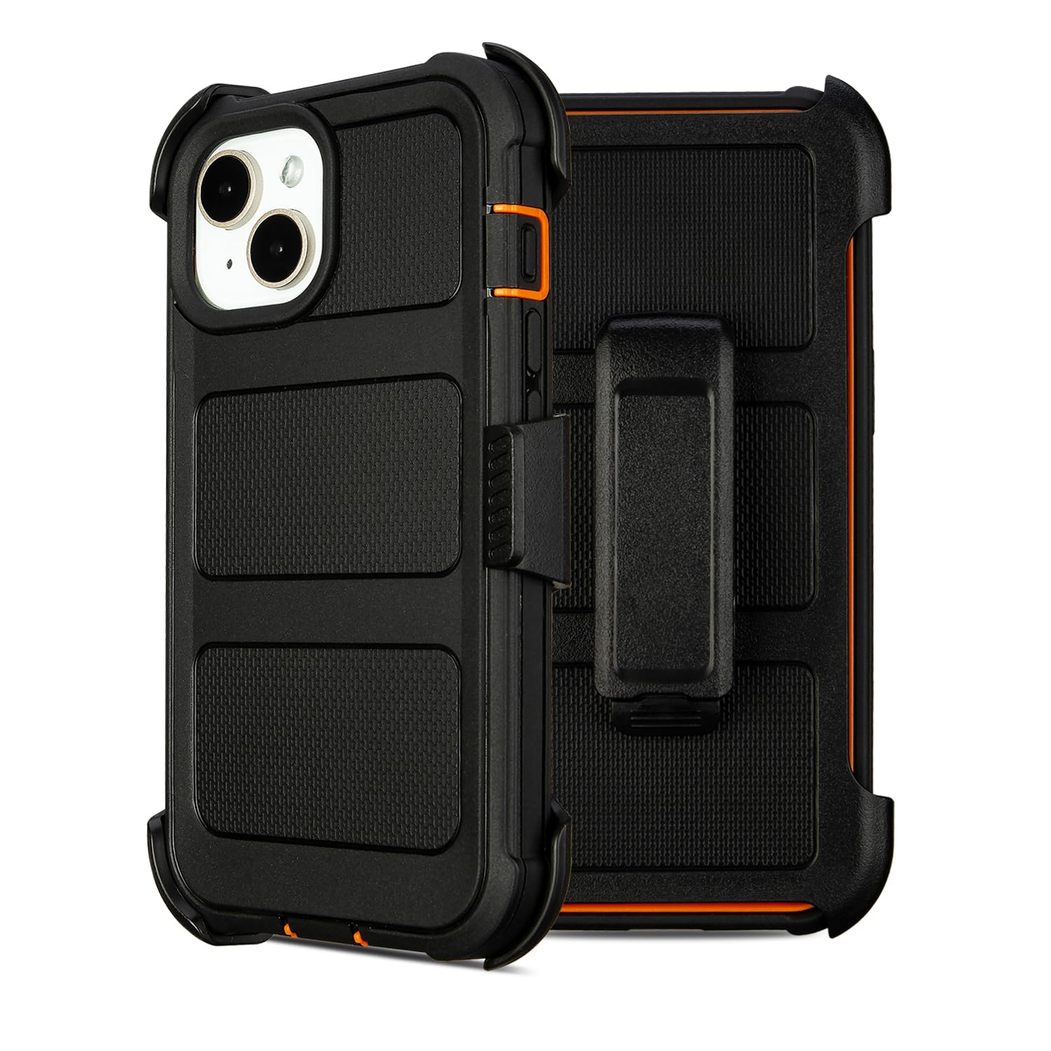 Photo 1 of for Defender Phone Case iPhone 13 Case with Belt Clip, for Shockproof iPhone 13 Case Heavy Duty Rugged, 2 Layers of Sturdy for iPhone13 Cases, Military-Grade Cover for iPhone13Case Black & Orange