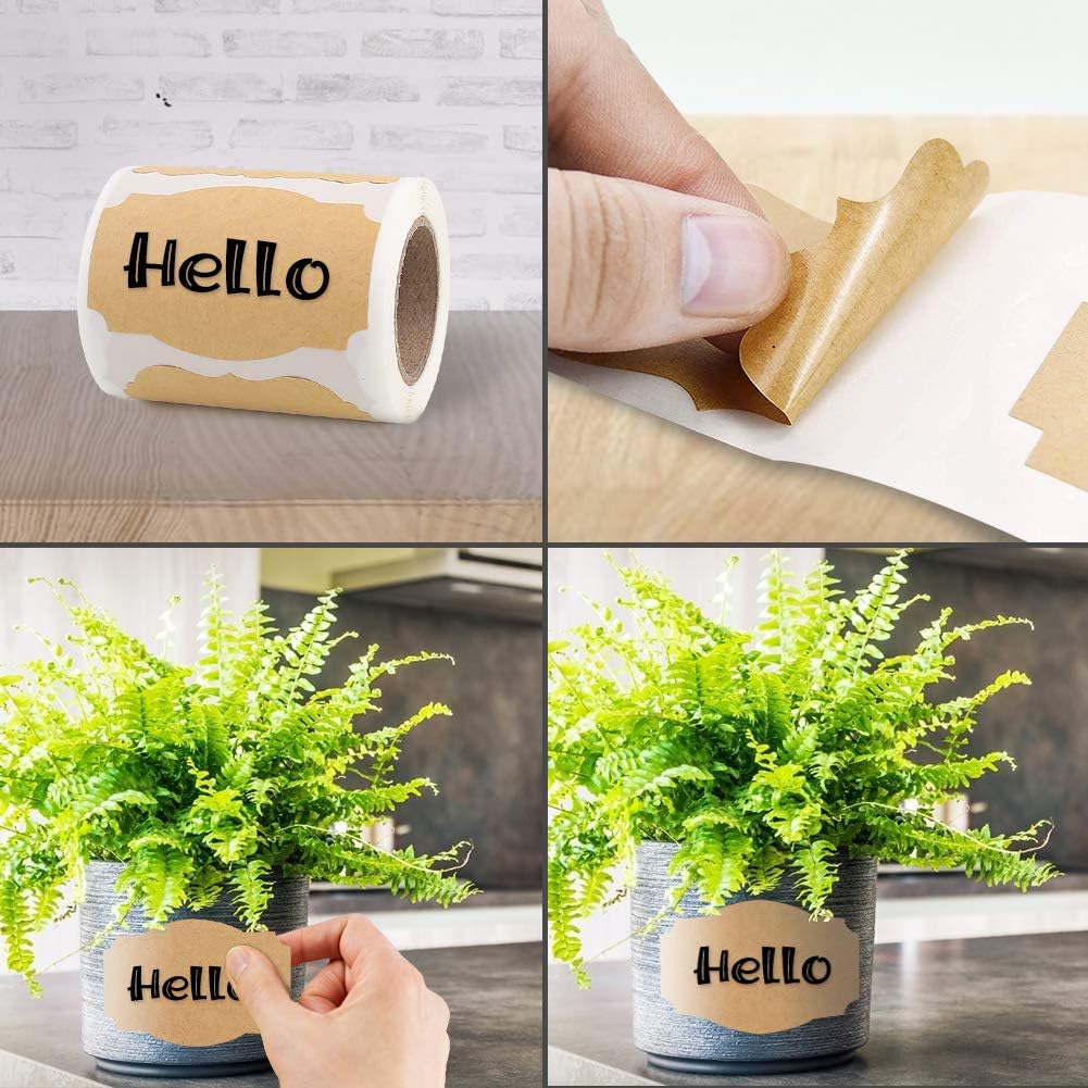 SallyFashion 200 PCS Kraft Paper Gift Tags Blank Label Stickers for Holiday Glass Bottle Present Supplies 3x2inches : Office Products