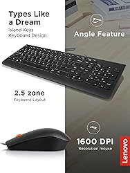Lenovo 300 USB Combo, Full-Size Wired Keyboard