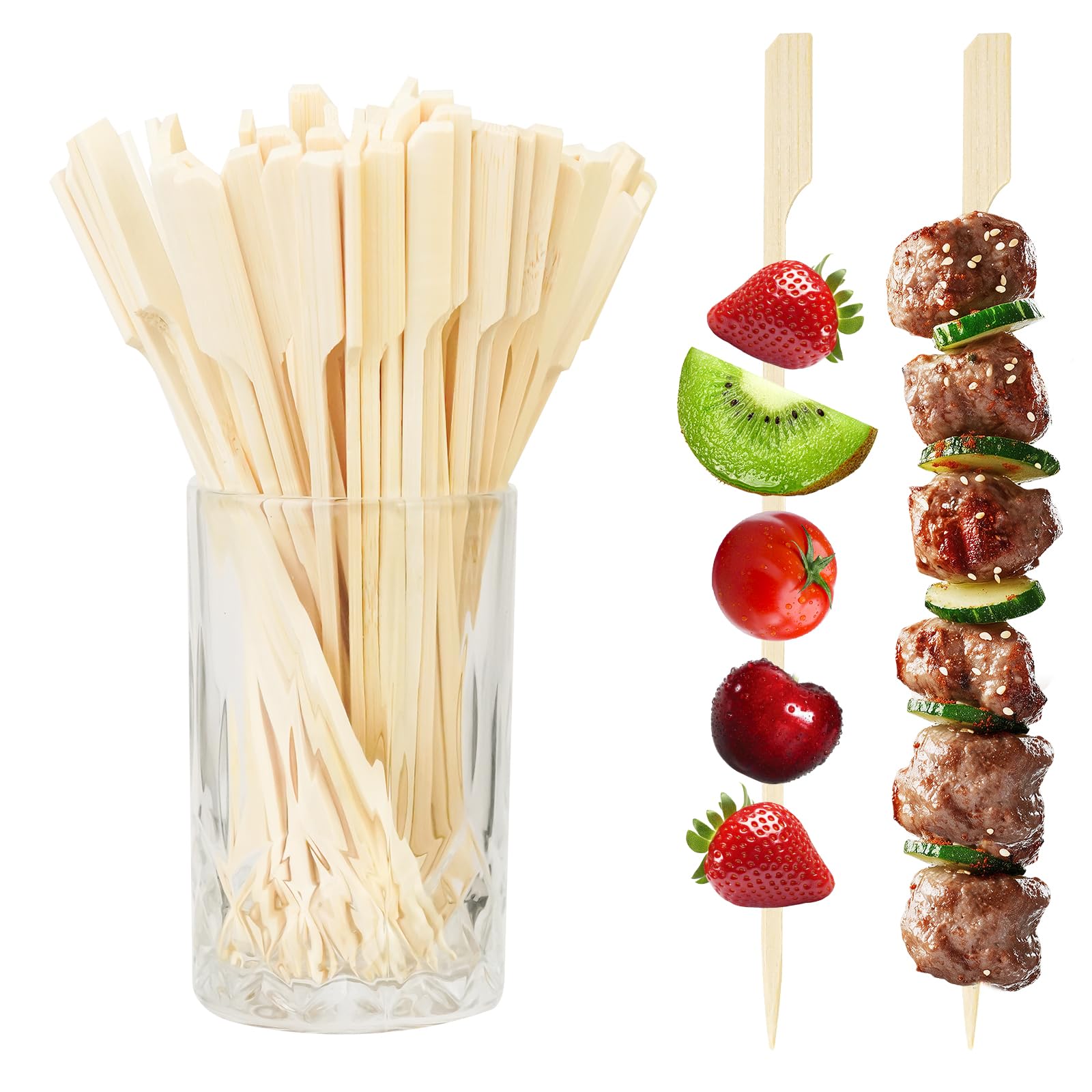 Photo 1 of 100PCS Cocktail Picks, Fancy Picks for Appetizers, Decorative Skewers for Appetizers Drinks Party Fruit, 7 Inch Long Wooden Bamboo Paddle Food Sticks Charcuterie Boards Accessories