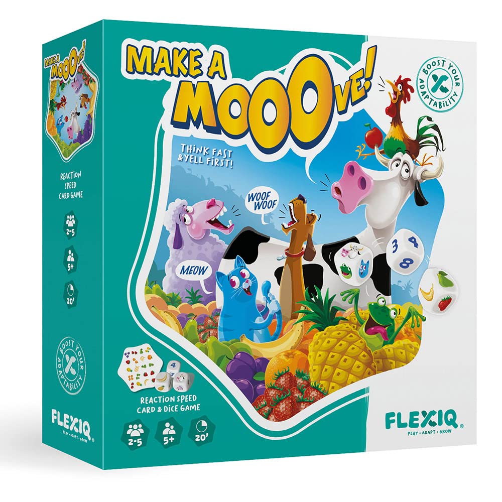 FlexiQ | Make a Mooove! | Card Game | Ages 5+ | 2-5 Players | 20 Minutes Playing Time
