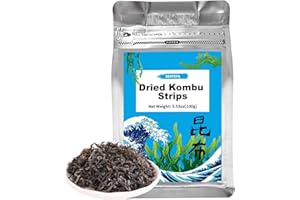 SEAYOFA 3.5oz Dried Kombu Seaweed Strips, Sun-Dried Kelp for Dashi, Miso Soup – Umami-Rich Plant-Based Sea Vegetable for Broth, Rice & Japanese Dishes