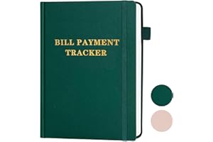 LANKAIVA Bill Organizer with Back Pockets - Monthly Bill Payment Checklist with 2280 Billing Records, Bill Paying Organizer with Pockets 2025, Bill Tracker Notebook for Expenses and Money Savings, Green