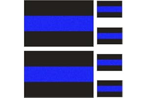 CREATRILL Reflective Police Thin Blue Line Bumper Decals (2 Pack, 4" x 2.6") & License Plate Vinyl Stickers (4 Pack, 1.5" x 1") Bundles Compatible with Cars & Trucks, Window, Honoring Police Law Enforcement