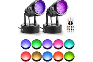 ZUCKEO LED Spot Lights Indoor RGBW Up Lights with Remote, 120V 10W Uplighting Indoor Spotlights Plug in, 4.92FT Code Accent Flood Light Christmas Color Changing Landscape Lighting with Switch (2Pack)