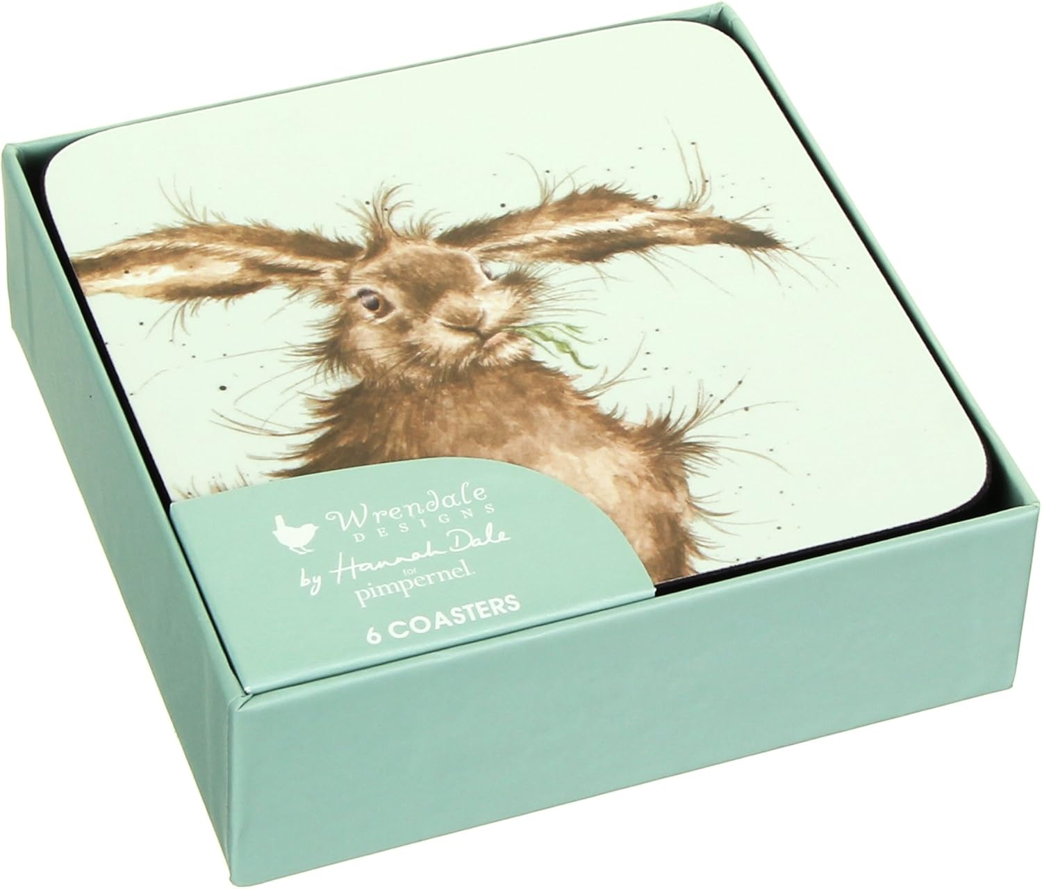 Wrendale Hare Coasters S/6 (s), Wood, MultiColour, 10.5 x
