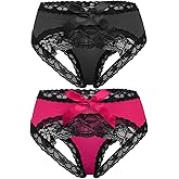 Yevin Plus Size Panties For Women Midnight Sexy Bow Lace Underwear Cute Briefs