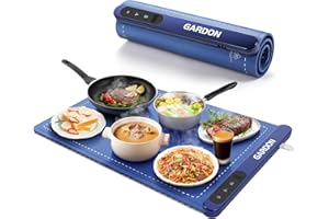 Gardon Warming Mat for Food - 18"x11" Food Warmers for Parties Buffet, Electric Warmer Tray with 6 Temp Settings, Portable Silicone Heating Pad, Kitchen Gadgets & Gifts for Party Home Travel, Blue