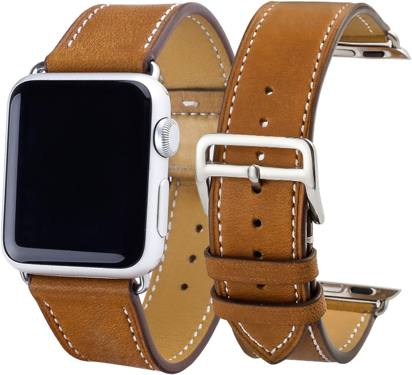 Genuine Leather Watchban for Watch Band Series 4/3/2/1 38mm 42mm Qualit Leather for iWatch Sports Strap 40mm 44mm,Brown,38mm