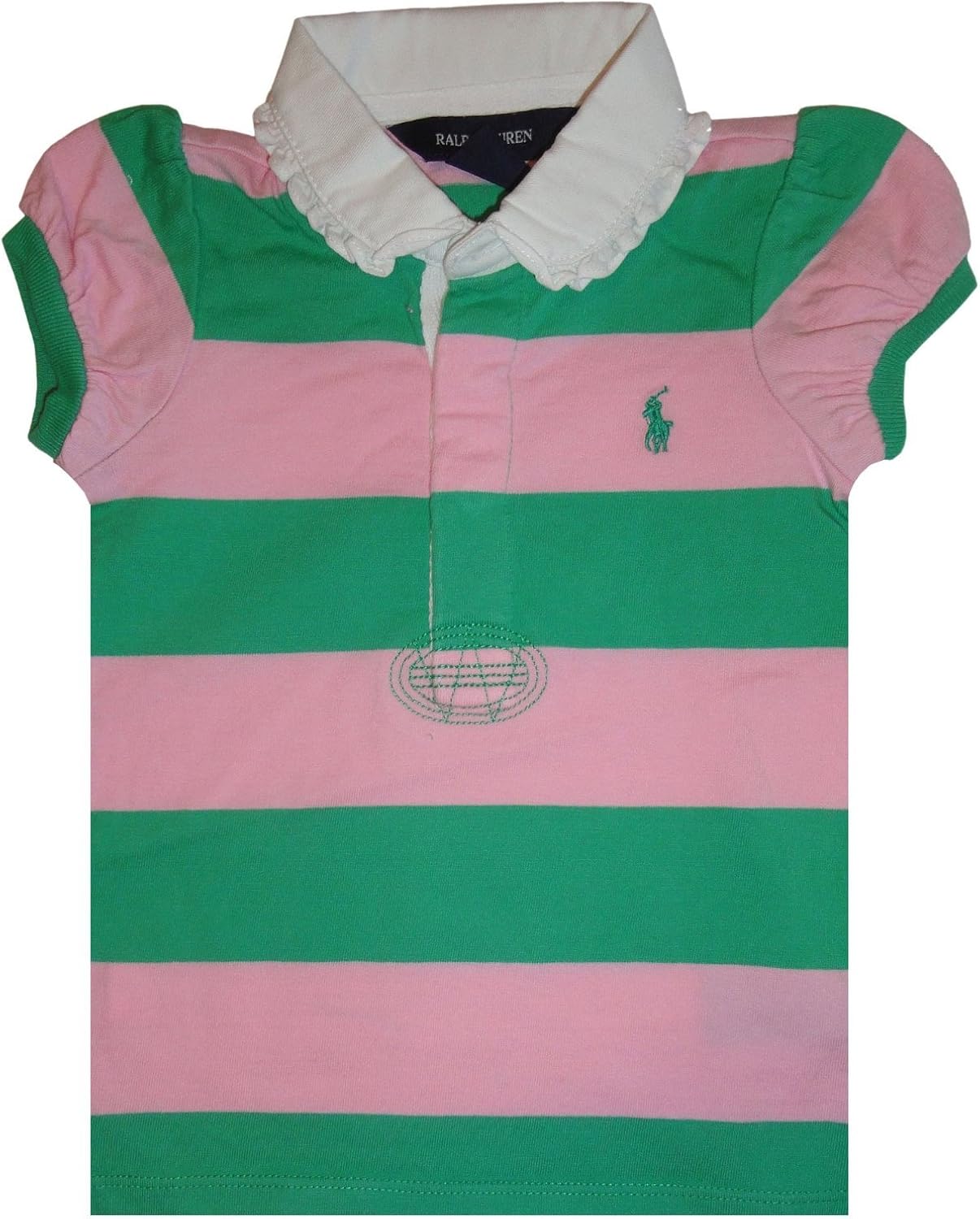 Ralph Lauren Bebé niña Polo Camiseta de Rugby de Manga Corta de Color