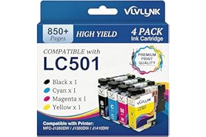 LC501 Ink Cartridges Compatible with Brother LC501 Ink Cartridges LC501XL 501 Ink to use with MFC-J1410DW MFC-J1260DW MFC-J13