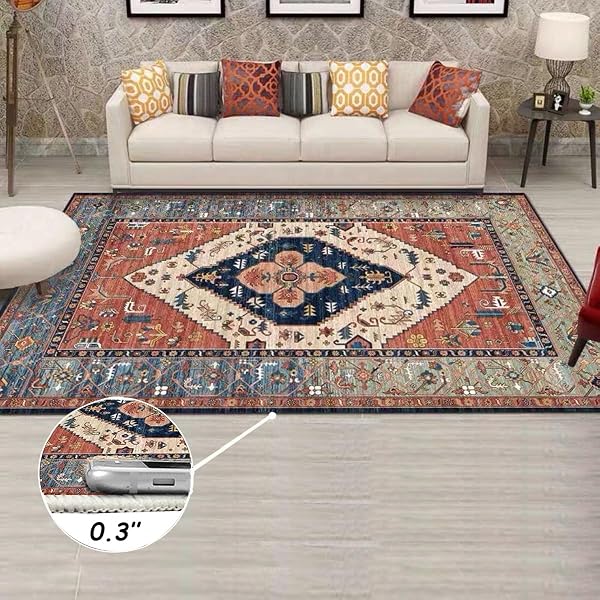 MDXMY INDOOR DOOR MATS FOR ENTRYWAY, 5X7 AREA RUGS, BLUE ORANGE
