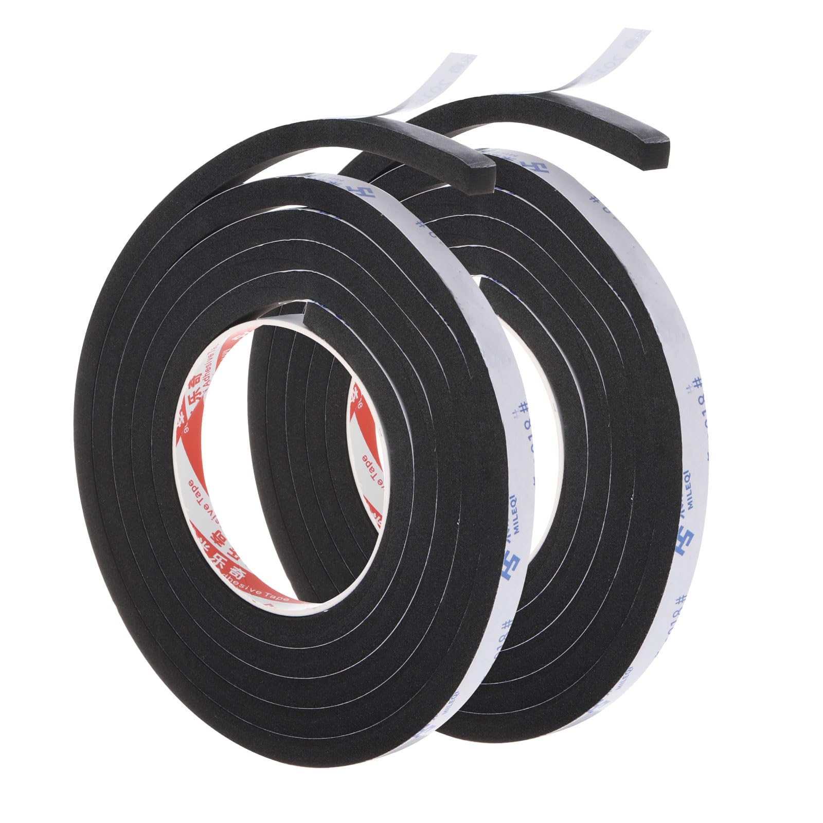 PATIKIL 2m/6.6ft Sealing Foam Tape, 2 Pack 1cm Wide 8mm Thick Single Sided Weather Stripping Door Seal Strip for Window Door Insulation, Black