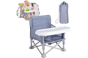 Otrolepota Portable Booster Seat, Toddler Baby Seat with Tray for Dining Table Compact Floor Chair for Camping Lawn Beach Babies Travel 6-36 Months