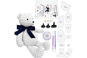 Topapfo Large 17 Inch Memory Bear Patterns for Sewing with Tutorial, Beginners Friendly Memory Teddy Bear Quilting Templates Stencil Rulers, Includes Safety Eyes Noses, Pins (17 Inch)