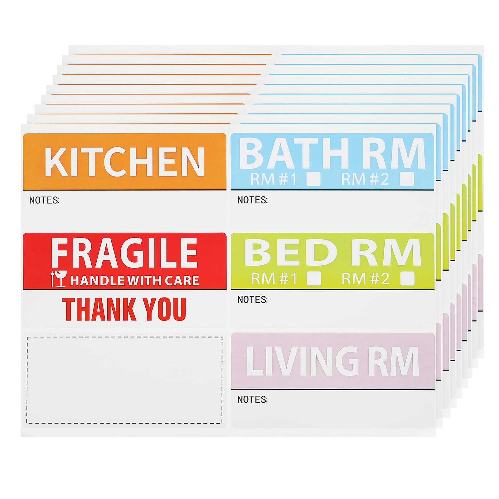 PATIKIL Home Moving Labels, 300 Pack in 50 Sheet 5 Color Coding Labels Packing Box Stickers with Writable Notes Areas for Apartment Moving Wardrobe Boxes